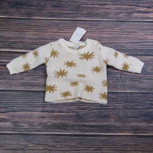 Nordstrom NEW Baby Toddler 3M Ivory White Starry Stars Soft Sweater